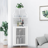 Garvee Meuble d'angle pour vin avec porte grange, 5 étagères, porte-verres, MDF robuste, design industriel, blanc, parfait pour bar maison - Blanc