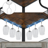 Meuble bar d'angle Garvee pour spiritueux avec étagères réglables, 155 cm, structure en métal, porte grillagée, MDF, pieds antidérapants, anti-basculement, cuisine et salon