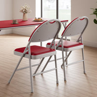 Ensemble de 6 chaises pliantes Garvee avec revêtement en similicuir, structure métallique pliable, empilables, rouges, pour le bureau et le camping