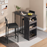 Ensemble table et chaises de bar Garvee avec plateau semi-circulaire rétro, rangement à 3 niveaux, tabourets recouverts de cuir pour la cuisine et le bureau, moderne et peu encombrant