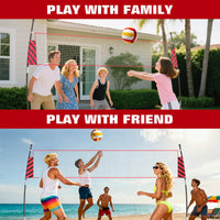 Filet de volley-ball Garvee 3,65 m (12 pi) à hauteur réglable, portable, avec poteaux en fibre de verre et filet 3 couches résistant aux déchirures, idéal pour la plage et le jardin.