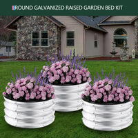 Jardinières surélevées galvanisées Garvee, rondes, en métal, 60 x 60 x 30 cm, antirouille, pour jardin et terrasse.
