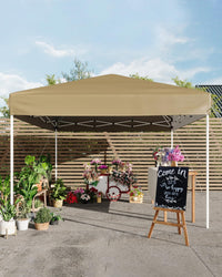 Pavillon pliant Garvee 3 x 3 m (10 x 10 pi) kaki, montage rapide sans outil, polyester, protection UV, pliable et léger pour événements en extérieur