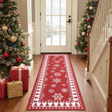 Chemin de table romantique de Noël Garvee avec flocons de neige, antidérapant, ultra-doux, en microfibre TPE antidérapante, 60 x 180 cm, pour salon et couloir, lavable - 