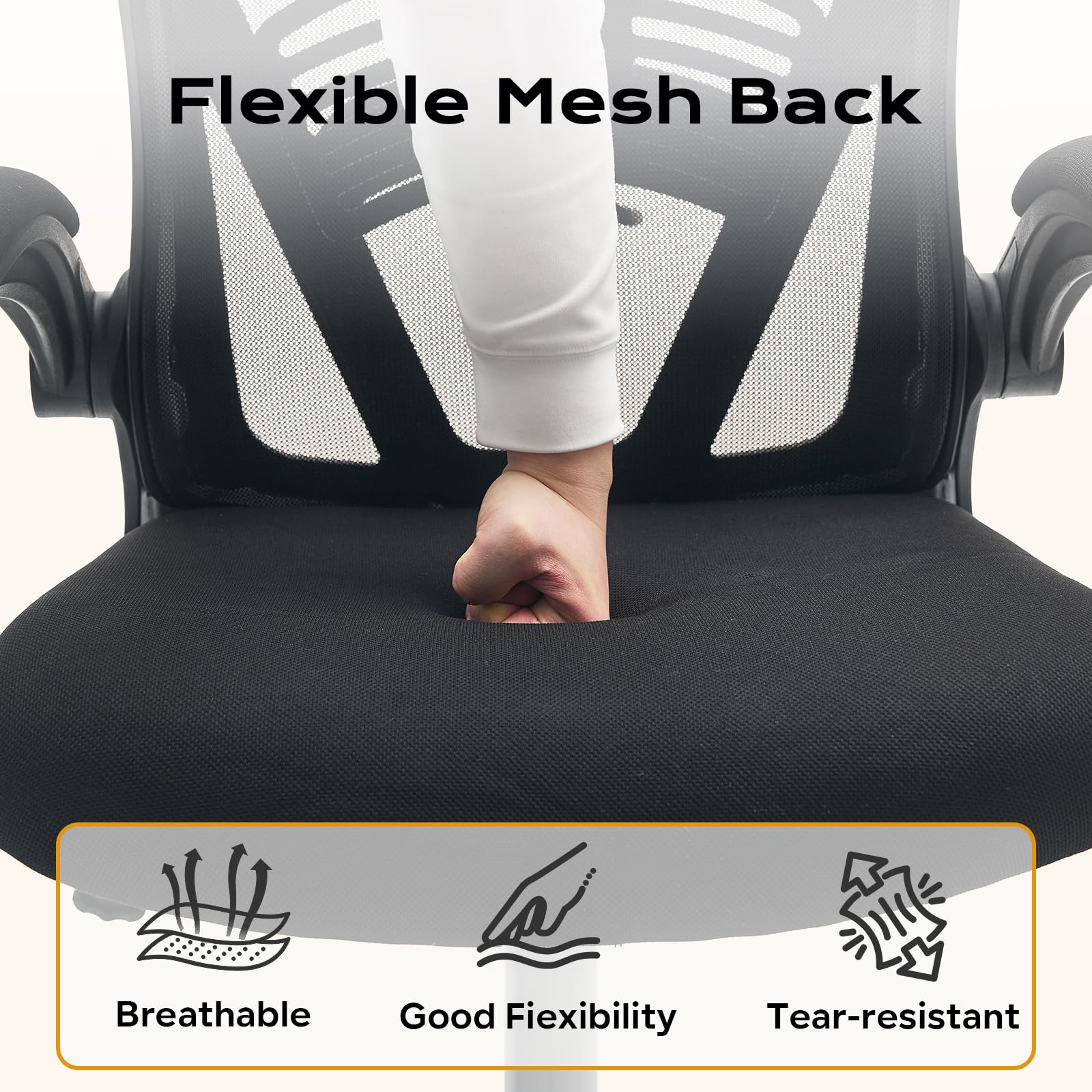 Chaise de bureau ergonomique Garvee avec accoudoirs relevables, idéale pour le bureau et le gaming, réglable en hauteur, structure en métal, assise large, noire.