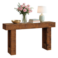 Garvee Console farmhouse 160 cm marron rustique, design minimaliste en T avec étagères ouvertes, idéale pour entrée, salon et rangement décoratif