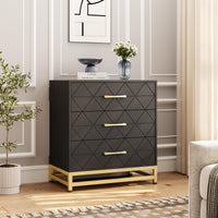 Garvee commode en bois pour chambre, 3 tiroirs, MDF, noir, moderne, robuste, gain de place, salon, couloir