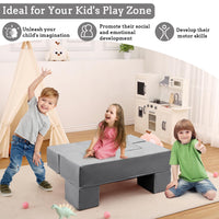 Canapé de jeu Garvee pour enfants, 6 pièces, modulaire, en mousse haute densité, housse amovible en microfibre, gris foncé, pour salle de jeux et chambre, 100 cm (L) x 50 cm (P) x 40 cm (H)