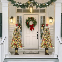 Sapin de Noël Garvee 125 cm – Avec lumières et décorations, socle flocon de neige pour une ambiance hivernale magique