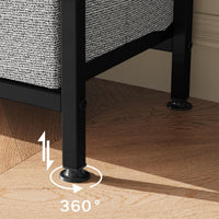 Garvee Meuble TV 99 cm pour téléviseurs jusqu'à 127 cm avec 2 tiroirs en tissu et une étagère ouverte, pour salon et chambre, structure en métal noir, plateau en bois, pieds réglables