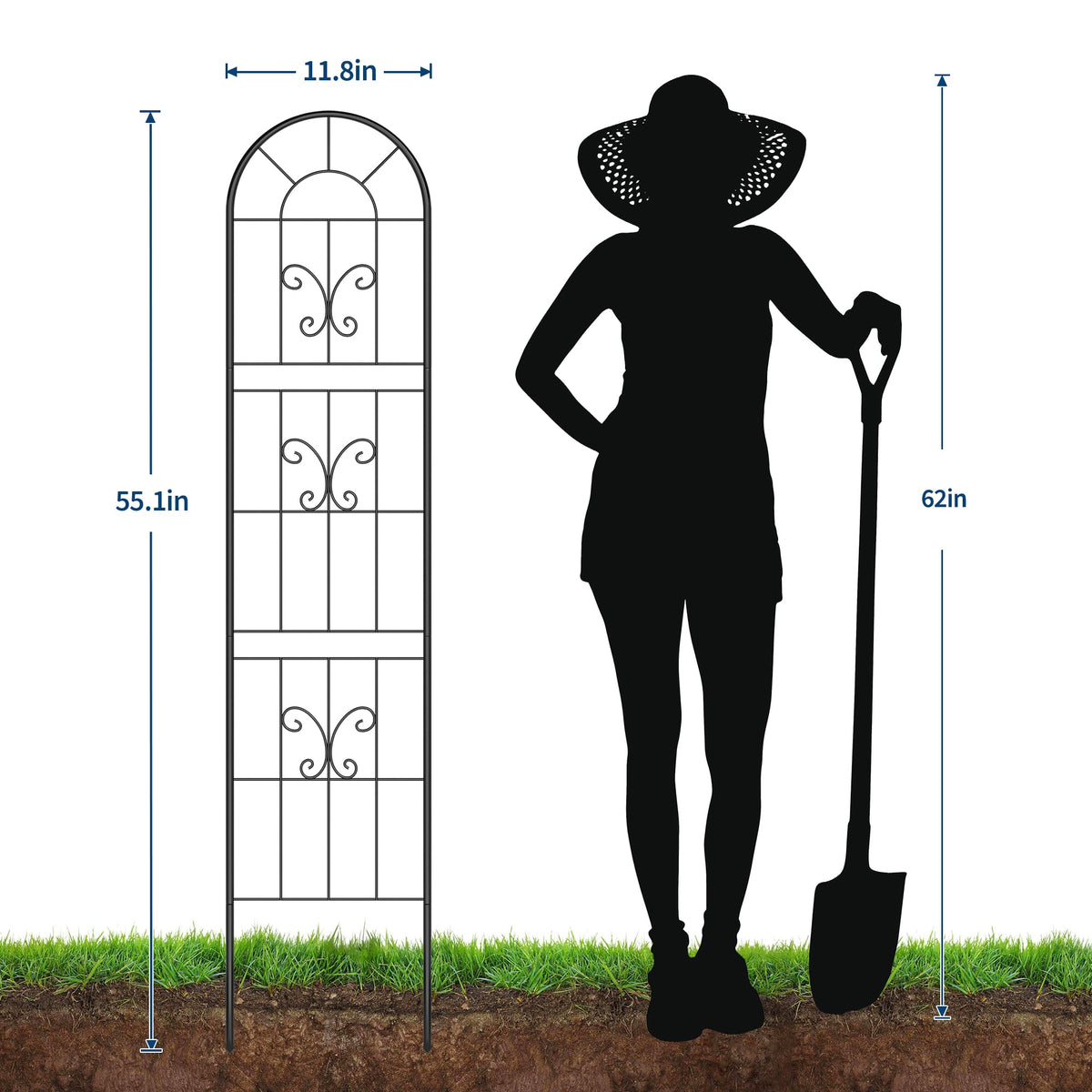 Garvee ensemble de treillis de jardin en 2 pièces pour plantes grimpantes, 140 × 30 cm, métal robuste, résistant aux intempéries, décoratif, pour jardin et terrasse
