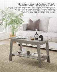 Garvee table basse industrielle 80 cm à 2 niveaux, bois rustique gris, idéale pour le salon et la chambre, gain de place et stable