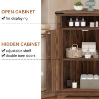 Meuble de salle de bain d'angle Garvee avec portes coulissantes de style grange, étagères réglables, MDF, grand espace de rangement, conception robuste, marron, idéal pour les petits espaces