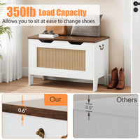 Garvee Coffre de Rangement en Bois avec Charnières de Sécurité, Banc Robuste 159 kg, Style Rustique Blanc, pour Salon et Salle de Jeux