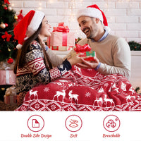 Couverture de Noël Garvee en flanelle sherpa rouge 50x60 - Chaude, réversible, douce et résistante - Idéale pour le canapé et le camping