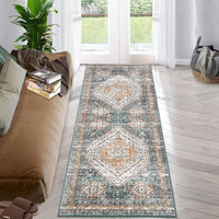 Tapis de couloir vintage Garvee, lavable, antidérapant, motif médaillon floral, vert, 60 x 230 cm, Allemagne