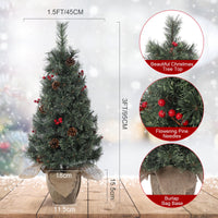 Garvee sapin de Noël artificiel 95 cm avec 70 LED et base en jute, rouge, pour petits espaces