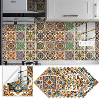 GARVEE Lot de 10 stickers carrelage vintage, colorés, en vinyle PVC autocollant, 15 x 15 cm, pour la décoration de meubles et de murs.