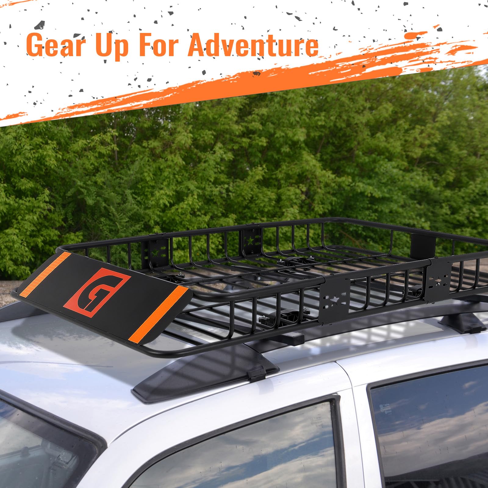 Galerie de toit Garvee 64 x 39 pouces en acier antirouille pour voiture et SUV, camping et voyages, extensible jusqu'à 200 lb