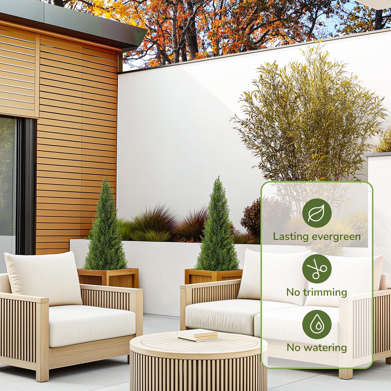 Garvee Lot de 2 arbres artificiels cèdre topiaire 91 cm, faux cyprès en pot, plantes persistantes décoratives pour intérieur, porche, terrasse et jardin