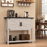 Console Garvee style ferme avec 2 portes, en bois robuste et résistant aux rayures, blanc et noir, 81 cm (32 pouces), idéale pour la cuisine et le salon.