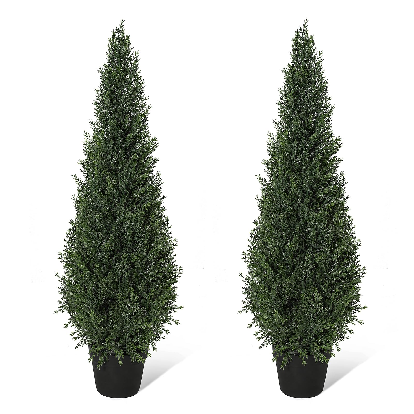 Garvee Lot de 2 arbres artificiels cèdre topiaire 91 cm, faux cyprès en pot, plantes persistantes décoratives pour intérieur, porche, terrasse et jardin