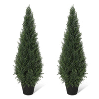 Garvee Lot de 2 arbres artificiels cèdre topiaire 91 cm, faux cyprès en pot, plantes persistantes décoratives pour intérieur, porche, terrasse et jardin