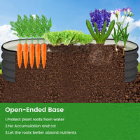 Jardinière surélevée ovale Garvee, acier galvanisé, double protection anticorrosion, fond ouvert, 137 x 61 x 46 cm, grise, terrasse de jardin