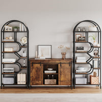 Garvee Bibliothèque à 6 Niveaux au Design Géométrique, Structure en Métal, L. 76 × P. 30 × H. 207,5 cm, Noir, pour Salon et Bureau