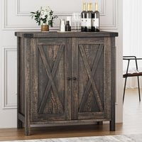 Garvee petit buffet de style campagnard, 2 portes, étagères réglables, MDF, pour le salon et la salle à manger, 76 × 40 × 80 cm, marron rustique