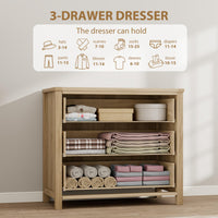 Commode en rotin Garvee 74 cm (29 po) - Bois - 3 tiroirs - Robuste - Grand espace de rangement - Salon - Chambre d'enfant