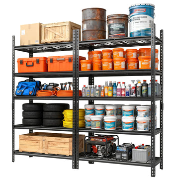 Système d'étagères de garage Garvee, en métal, capacité de charge de 2200 lb, réglable, 5 niveaux, acier SPCC, résistant aux rayures, 36 po x 16 po x 72 po, ensemble de 2, pour garage, cuisine, sous-sol