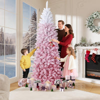 Sapin de Noël étroit Garvee de 140 cm avec 100 LED bicolores (blanc chaud et couleurs vives) pour la décoration du salon, de la maison, du bureau et des fêtes.