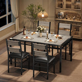 Garvee Ensemble de table à manger 5 pièces, table 110 × 70 × 76 cm et 4 chaises rembourrées, bois et métal, gris rustique