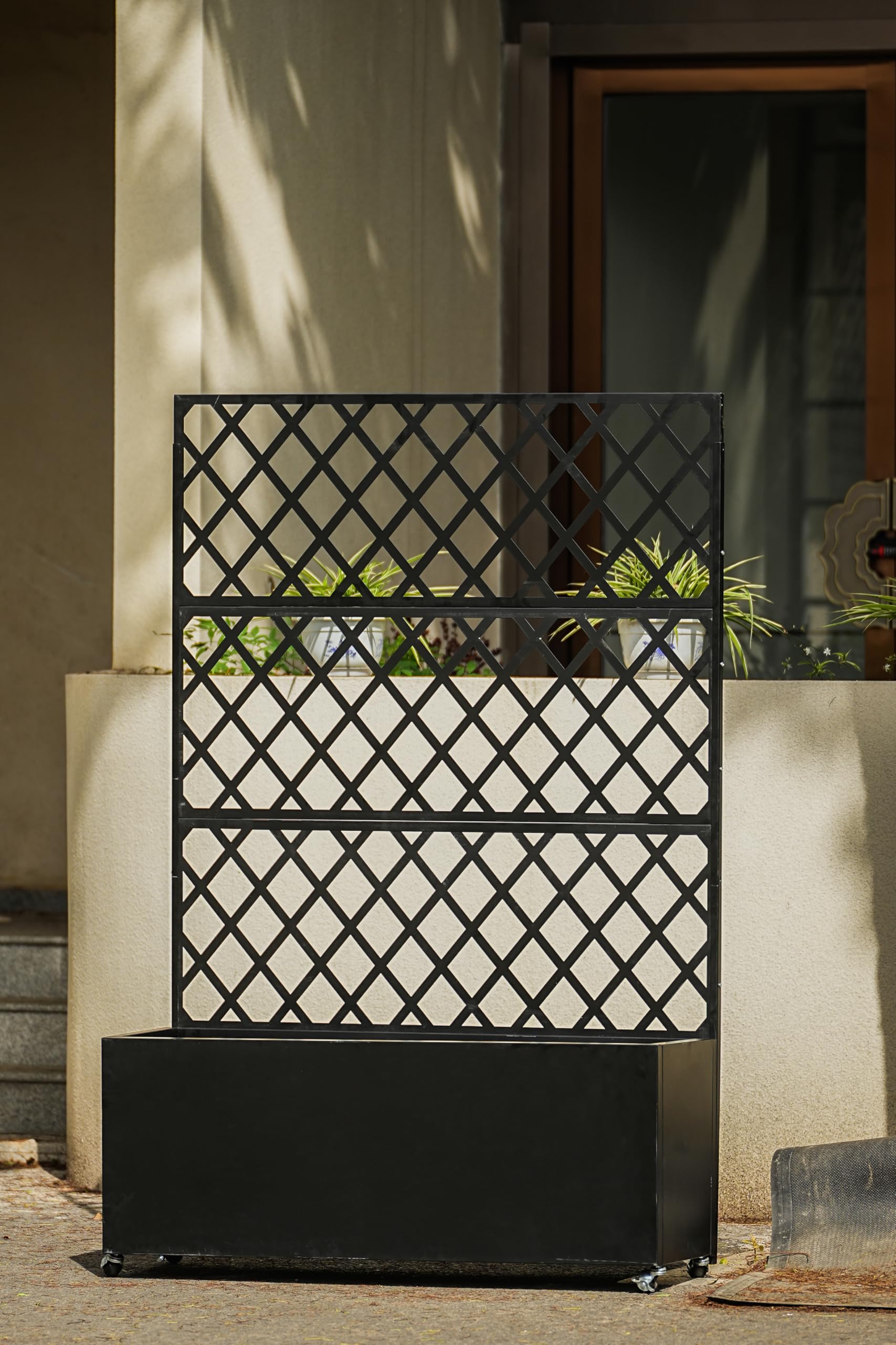 Jardinière surélevée Garvee en acier galvanisé avec treillis et brise-vue pour balcon et jardin, 180 x 89 x 41 cm, durable et mobile