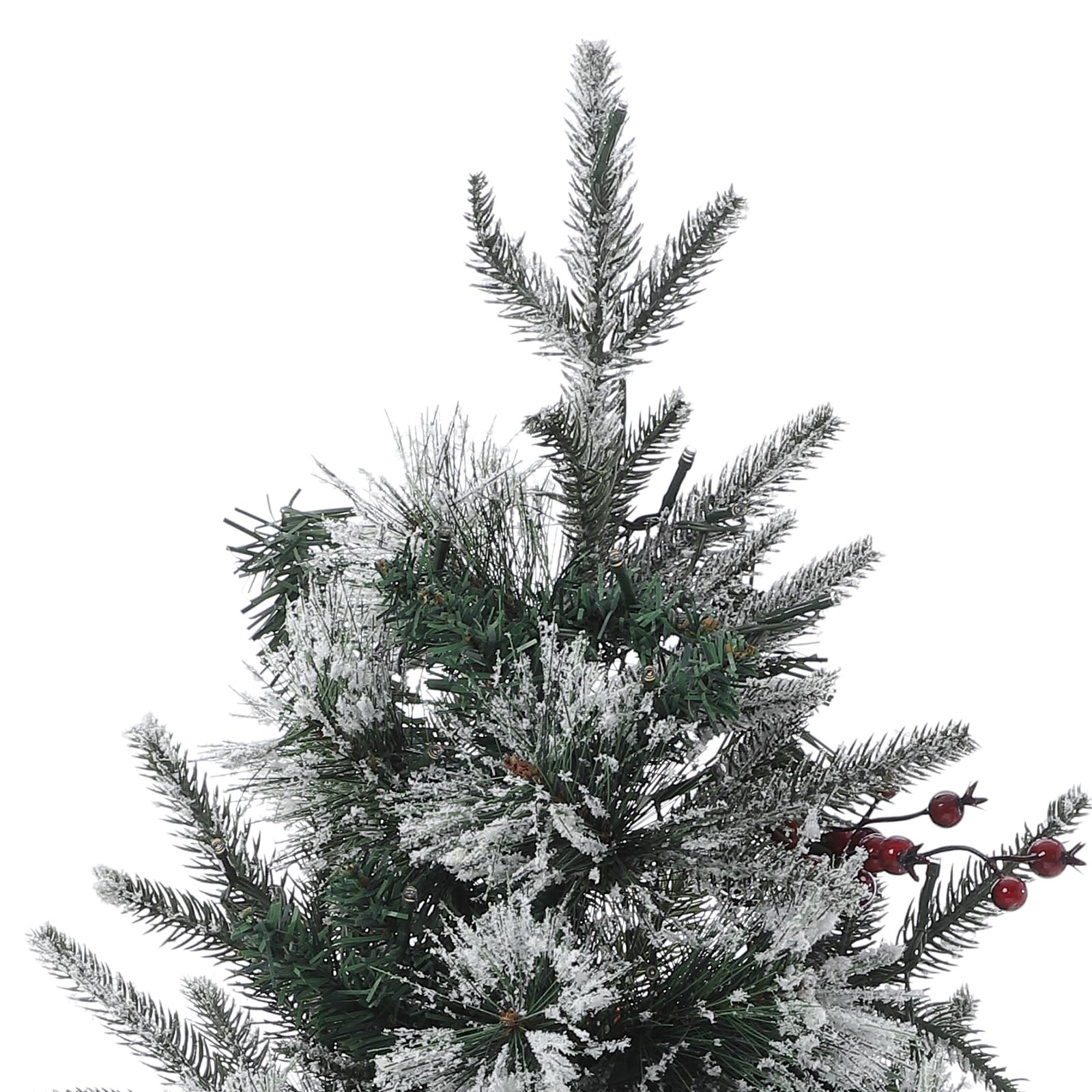 Sapin de Noël artificiel Garvee, 1 pièce – 90 cm, 78 LED (blanc chaud), 8 modes d'éclairage, pied en X, fibre optique, effet givré