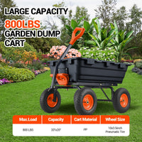 Garvee Chariot-benne de jardin 363 kg, cadre en acier robuste, roues tout-terrain 25,4 cm, benne grillagée pour jardin, ferme et travaux extérieurs