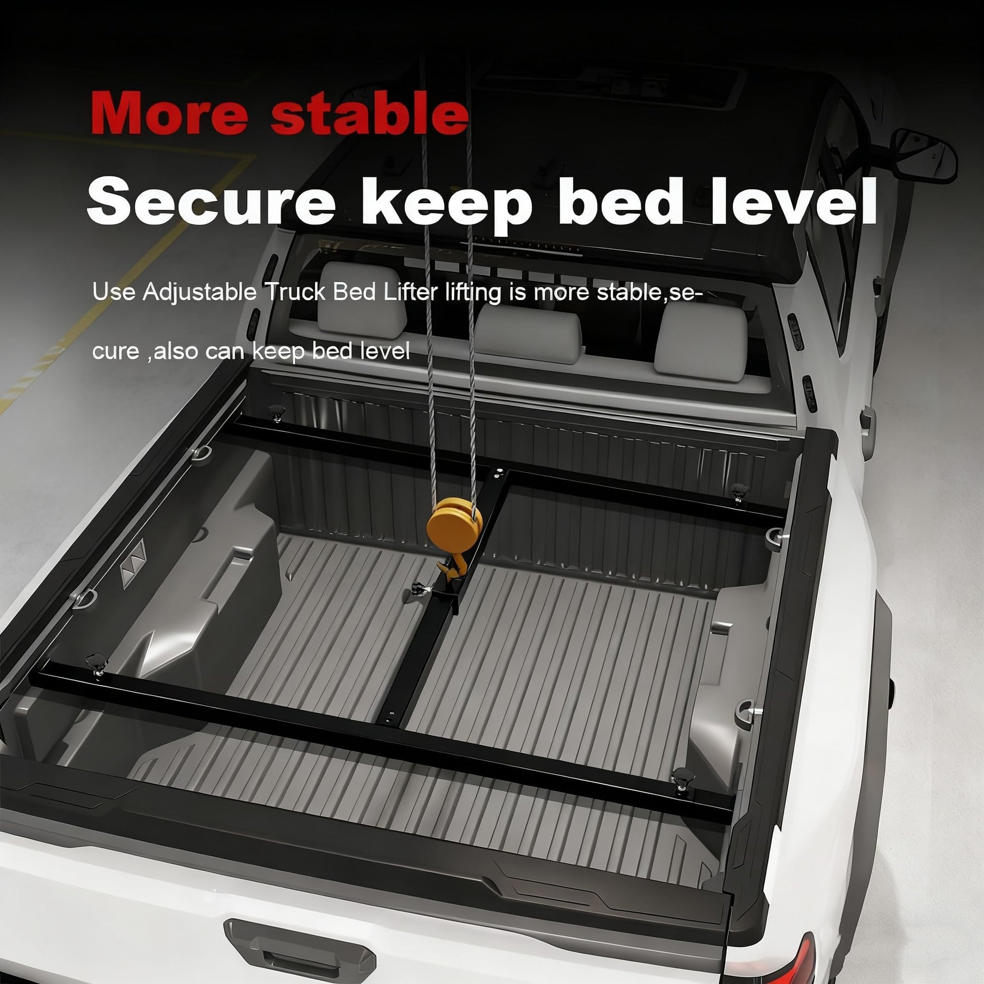 Lève-plateau Garvee universel, capacité de levage de 363 kg (800 lb), réglable de 109 à 200 cm (43 à 79 po), en acier robuste revêtu de poudre et résistant à la corrosion, pour camionnettes.