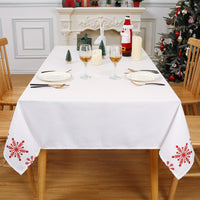 Nappe de Noël Garvee à motif flocons de neige simples, antitache, 137 x 274 cm, blanche, décoration de table festive