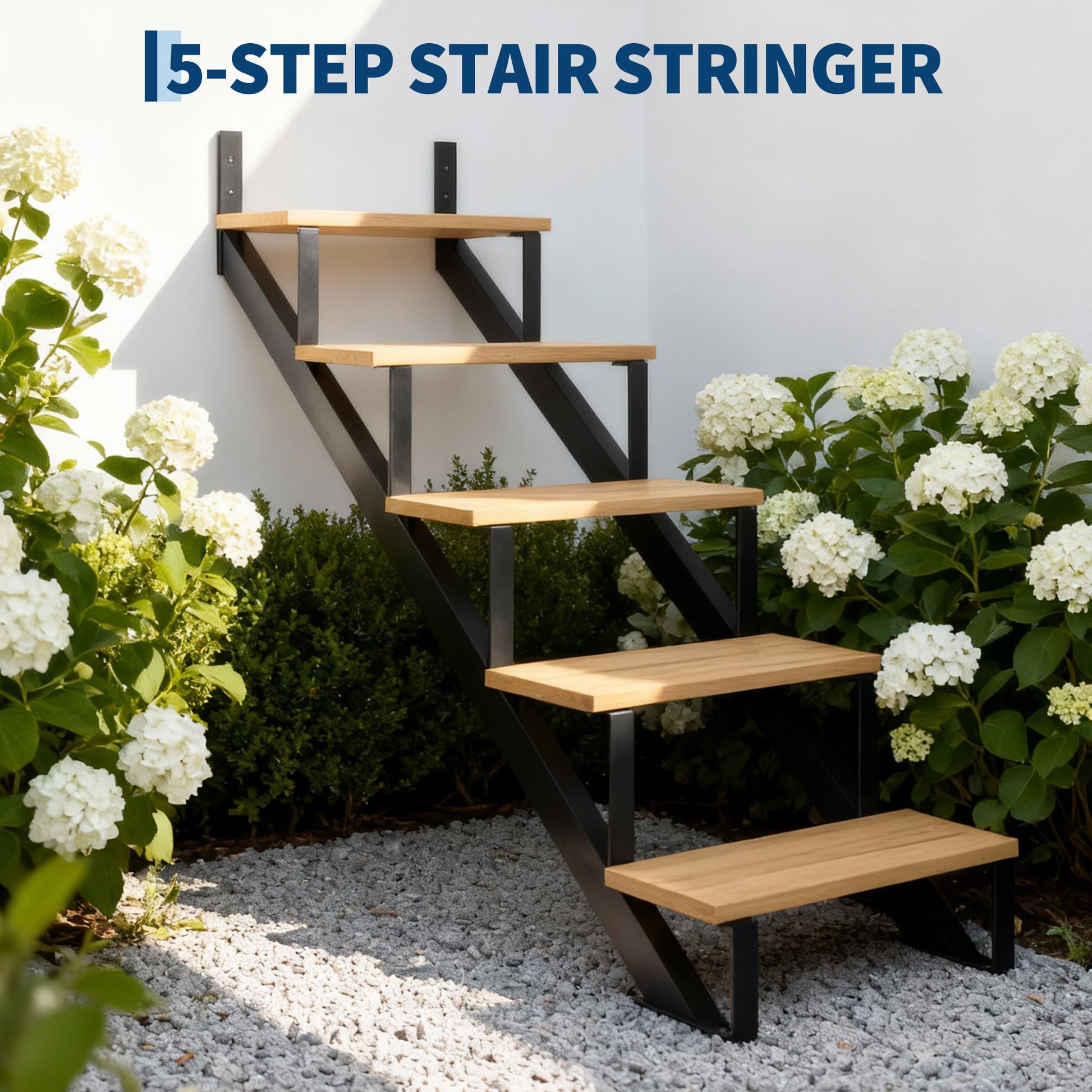 Ensemble de marches d'escalier en acier Garvee, 2 marches avec renforts triangulaires, revêtement en poudre, métal, pour usage intérieur/extérieur, kit de montage, gants, polyvalent, capacité de charge de 272 kg