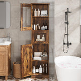 Meuble de salle de bain Garvee 170 cm, étroit et haut, avec 2 portes et 1 tiroir – Marron vintage, étagères réglables, gain de place pour salle de bain, couloir et salon