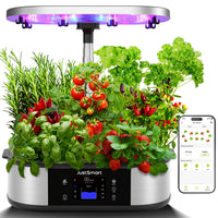 Système de culture hydroponique GARVEE, jardin intelligent WiFi avec 12 modules, lampe LED 30 W, idéal pour les herbes aromatiques en intérieur, hauteur réglable de 76 cm.