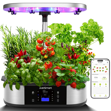 Système de culture hydroponique GARVEE, jardin intelligent WiFi avec 12 modules, lampe LED 30 W, idéal pour les herbes aromatiques en intérieur, hauteur réglable de 76 cm.