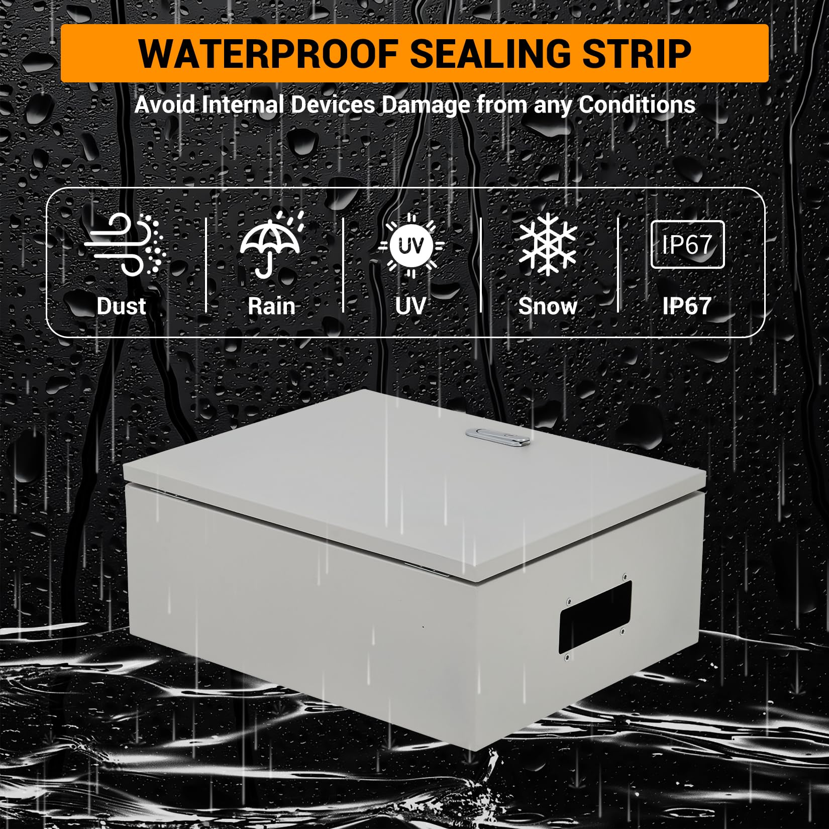 Boîtier électrique extérieur Garvee 24x16x12" NEMA 4X, boîtier en acier étanche IP67 à l'eau et à la poussière, verrouillable pour une utilisation intérieure et extérieure, robuste, sécurisé et résistant aux intempéries