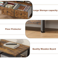 Meuble TV industriel Garvee 71 pouces avec 2 tiroirs, structure en MDF et acier, marron rustique pour salon et bureau