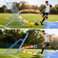 Filet de rebond de football Garvee 1,8 x 1,2 m, cadre en acier robuste et réglable, résistant aux intempéries, bleu, pour jardin et terrain de jeu