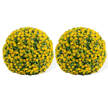 Lot de 2 boules de buis artificiel Garvee, 45 cm, résistantes aux intempéries et faciles d'entretien, jaunes, pour l'intérieur et l'extérieur, mariages et jardins.