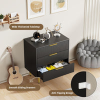 Garvee commode à 3 tiroirs en bois cannelé, poignées et pieds en métal, vert, résistante aux rayures et stable, idéale pour la chambre et le salon