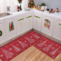 Ensemble de tapis de cuisine Garvee pour Noël, antidérapant, 2 pièces, 40 x 60 cm + 40 x 120 cm, Joyeux Noël, rouge et vert