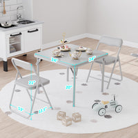 Ensemble table et chaises pliantes Garvee pour enfants, avec coussins d'assise en PU, structure robuste en acier, pliable, idéal pour manger, lire et jouer, compact, multicolore